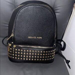 Michael Kors Black Backpack with Gold Accents